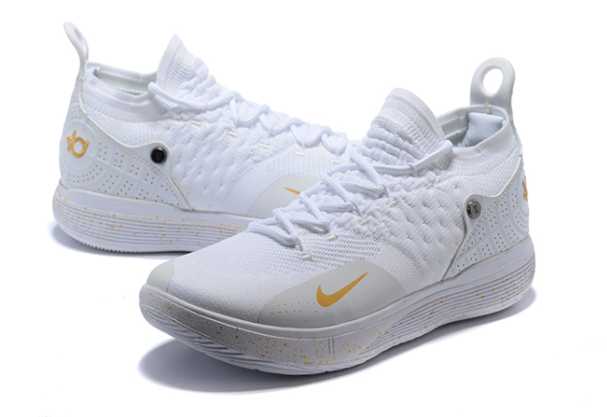 Nike KD 11 White Metallic Gold Basketball Shoes